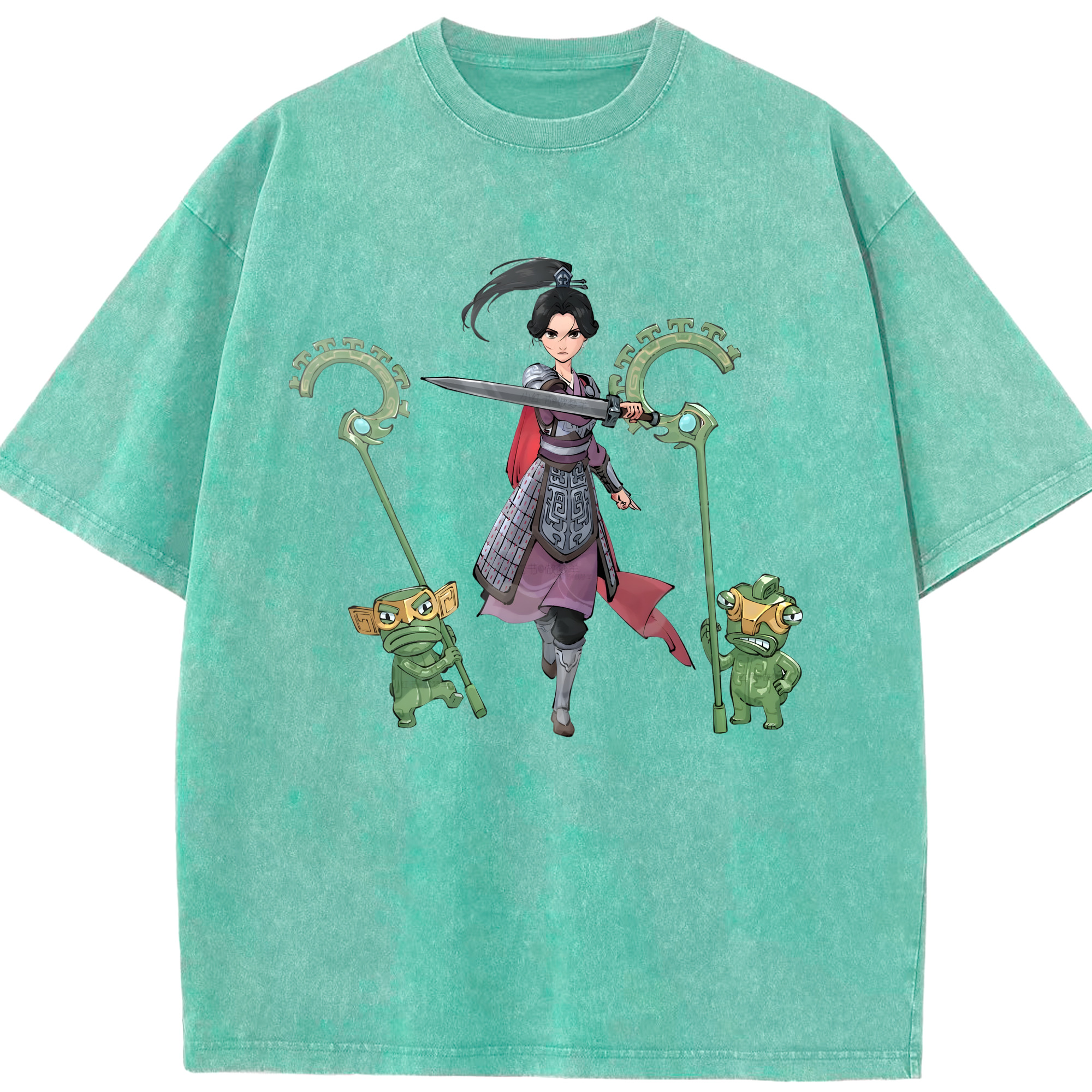 （画像用） Ne Zha 2 ナタ 魔童の大暴れ 綿100% ヴィンテージ風 半袖Tシャツ（フロントプリント）